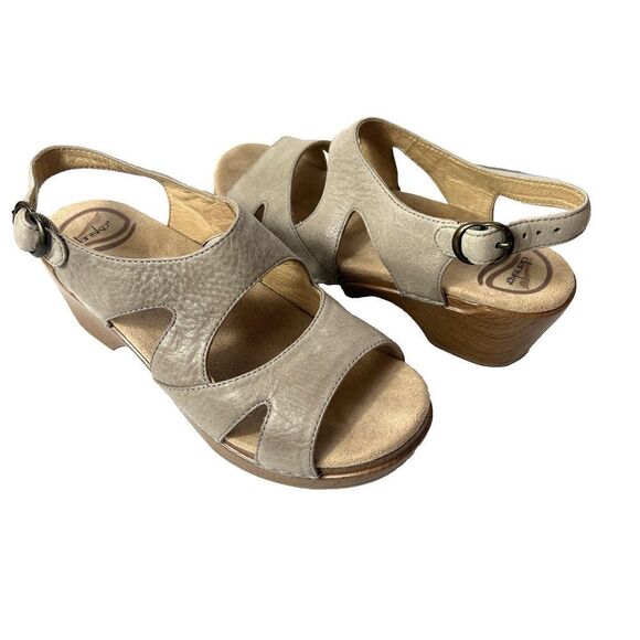 Dansko casual heel sandals mocha leather Womens EU 36 US 5.5 Sling Back Open Toe - Picture 3 of 12